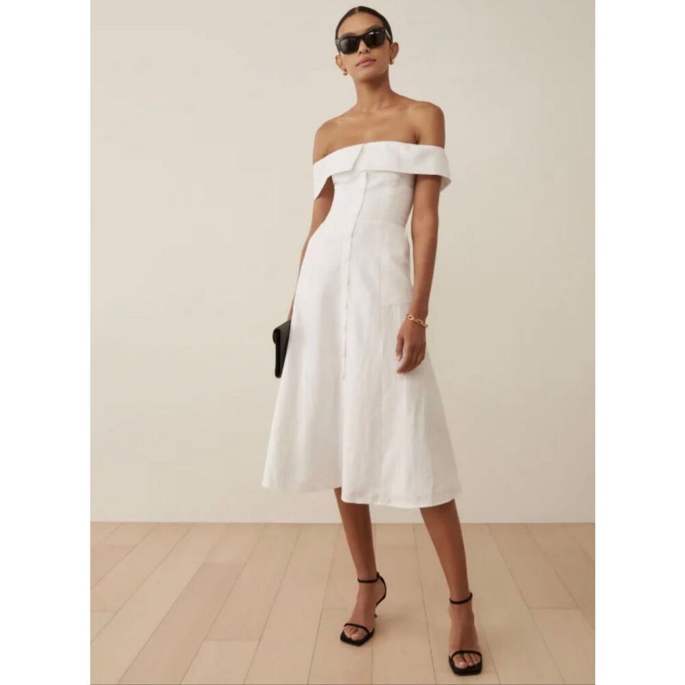 Reformation Adriel Linen Midi Dress 0